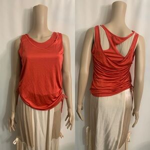 Bebe slinky silk knit rio red double layered tank top with adjustor detail Sz S